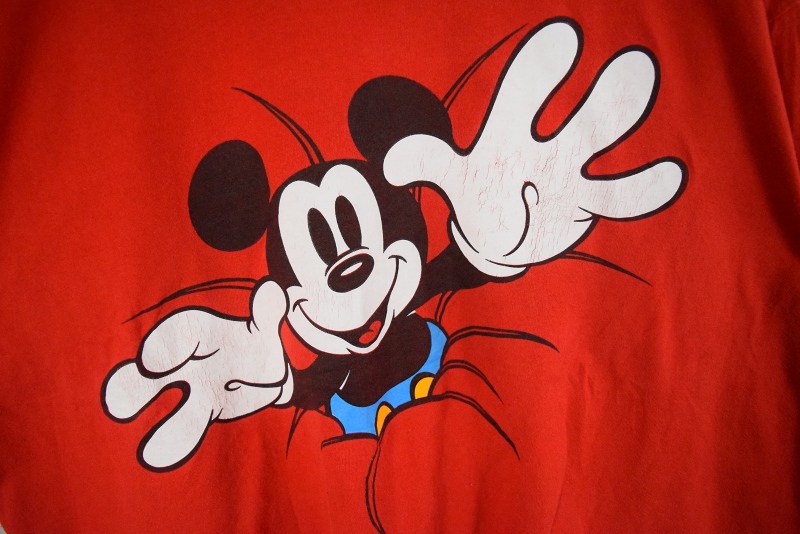 90s 90年代 ディズニー Diseny ミッキーマウス 赤 レッド 半袖