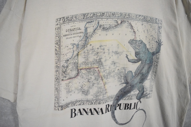 90s USA製 バナナリパブリック Tシャツ アニマル トカゲ