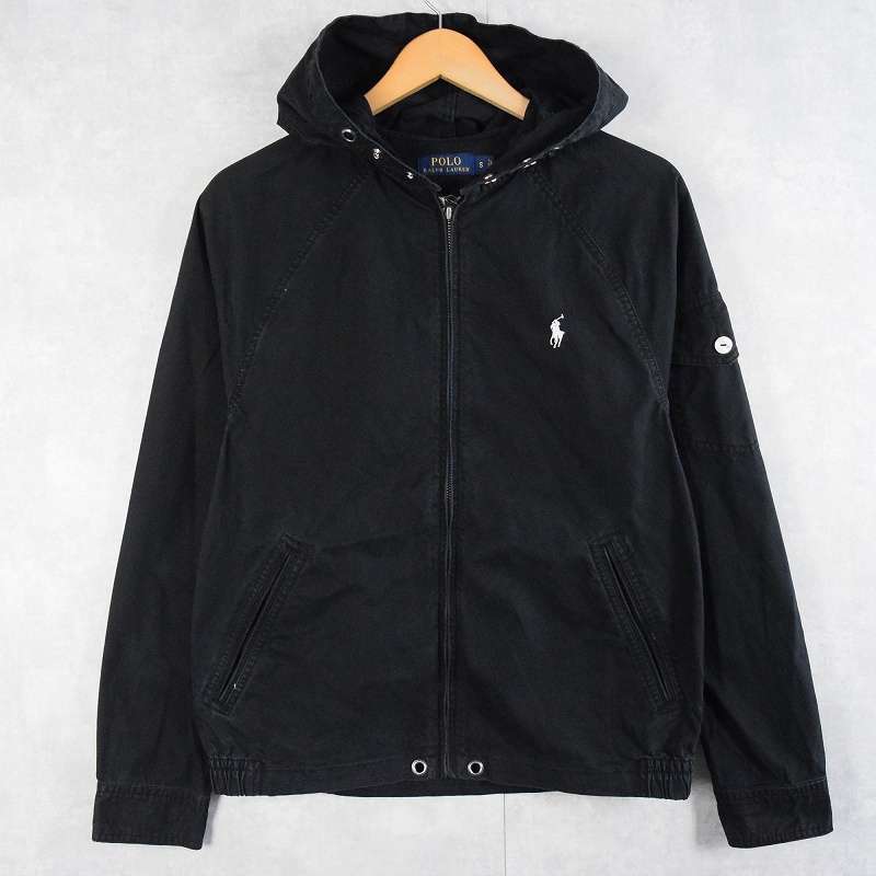 POLO Ralph Lauren コットン×ナイロン フード付きジップジャケット BLACK S