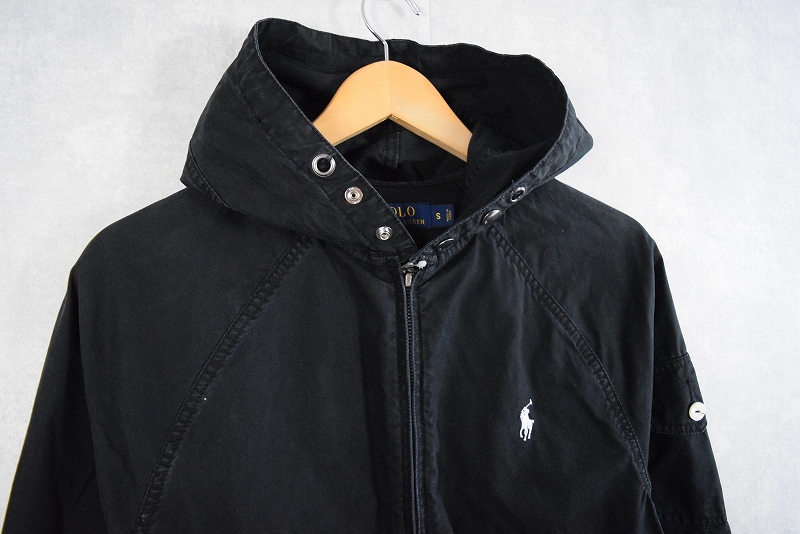 POLO Ralph Lauren コットン×ナイロン フード付きジップジャケット BLACK S