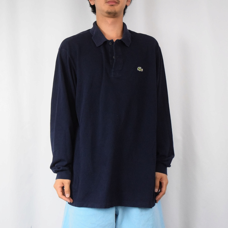 70〜80's CHEMISE LACOSTE FRANCE製 ロゴワッペン 鹿の子ポロシャツ NAVY SIZE7