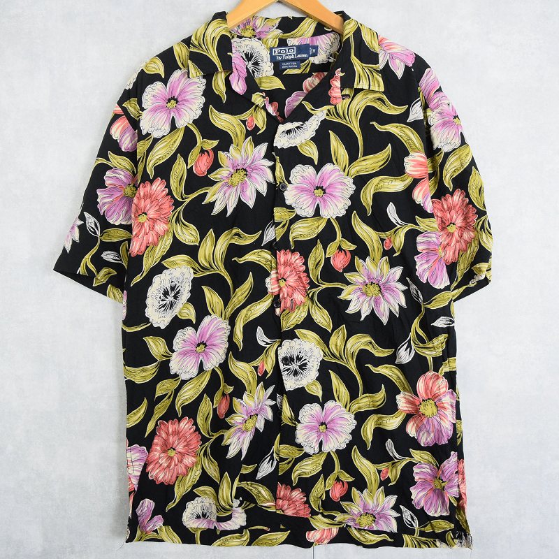 90s Ralph Lauren CLAYTON ブラウン シルクリネン アロハ - メルカリ