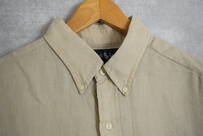 Ralph Lauren blake ボタンダウン リネンシャツ ヘリンボーン