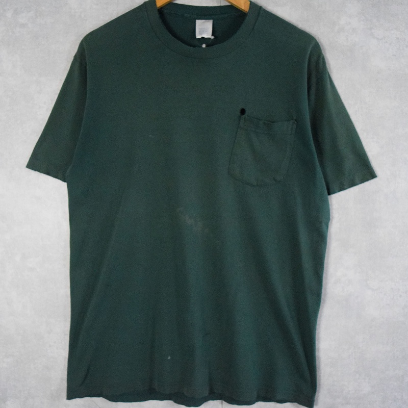 90's TOWN CRAFT USA製 無地ポケットTシャツ M