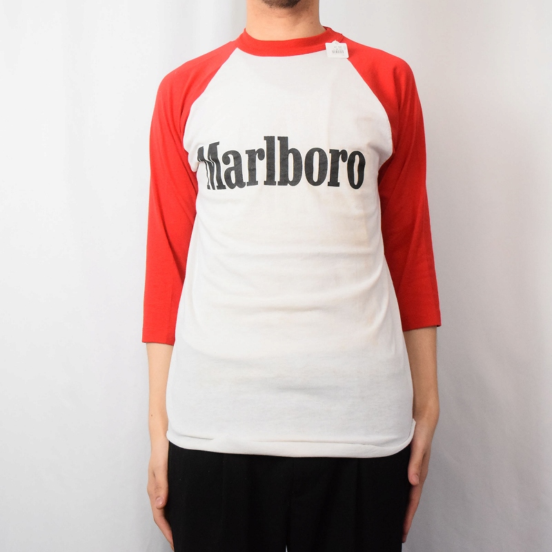 80's Marlboro タバコ企業 ロゴプリント ラグランTシャツ