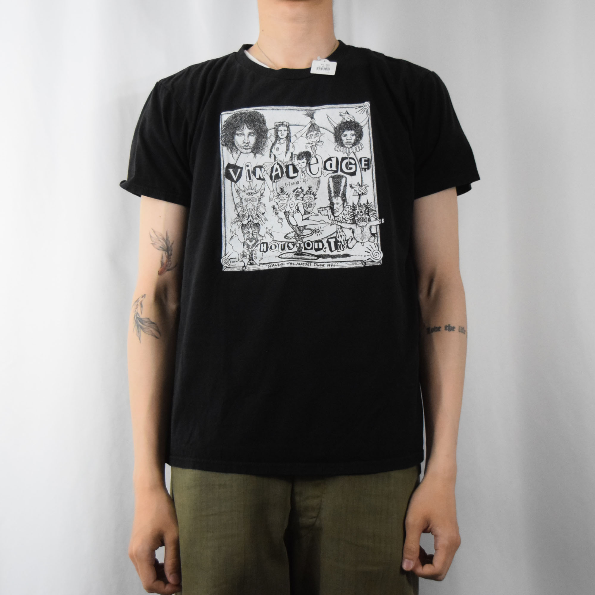 Vinal Edge Records レコードショップ プリントTシャツ BLACK