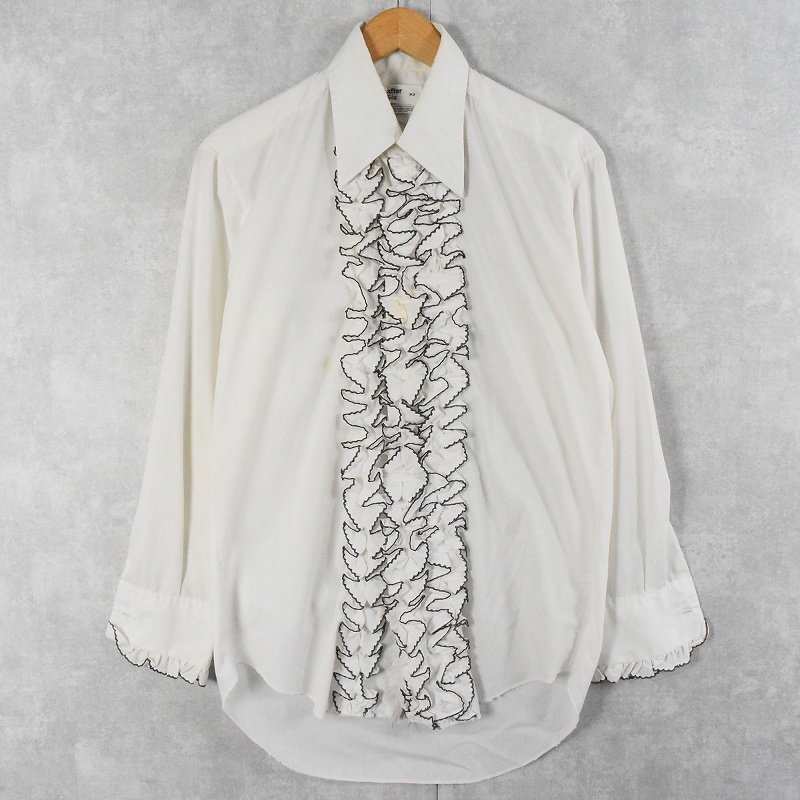 70s afterSix アフターシックス フリルシャツ ドレスシャツ【L