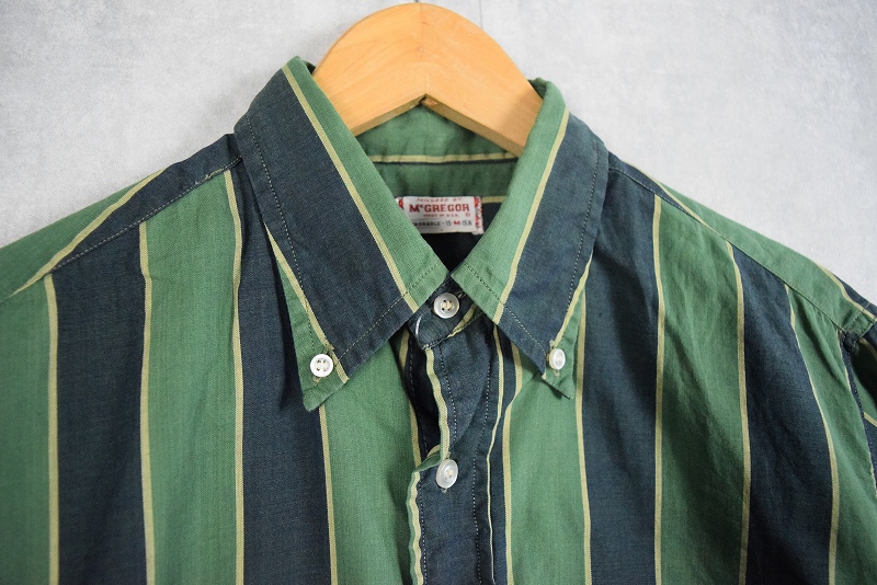 60's McGREGOR USA製 ストライプ柄 コットンボタンダウンシャツ M
