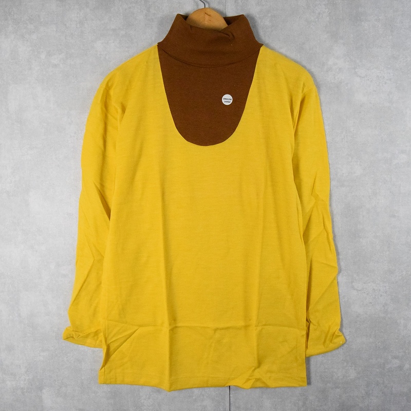 〜70's ポリエステル×アクリル 2トーン タートルネックニットセーター DEADSTOCK L