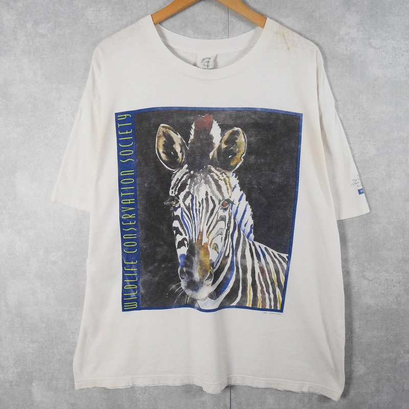 90's DOWN TO EARTH PRODUCTS USA製 しまうまプリントTシャツ XL