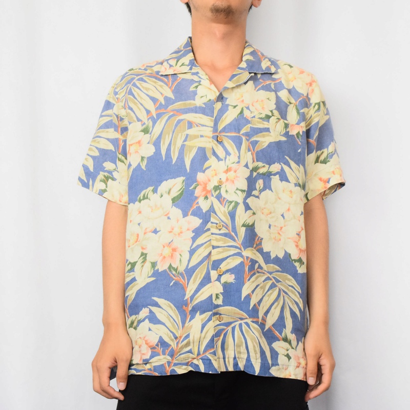 POLO Ralph Lauren オールオーバーパターン リネンアロハシャツ M