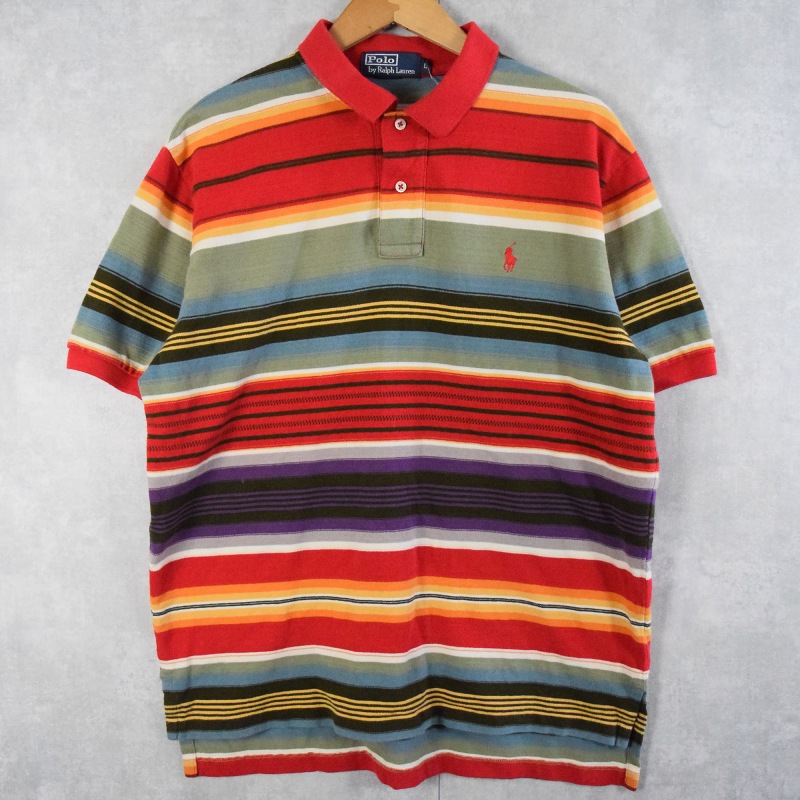 POLO Ralph Lauren マルチボーダー柄 ポロシャツ L