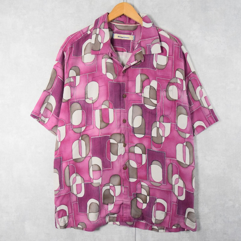 Tommy bahama 総柄 シルクオープンカラーシャツ L