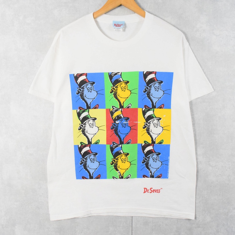 Dr,Seuss THE CAT IN THE HAT アートパロディ キャラクタープリントTシャツ M
