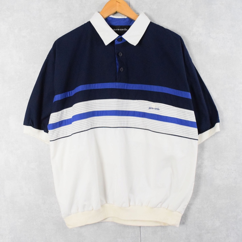 pierre cardin コットンポリ 切り替えデザインポロシャツ L