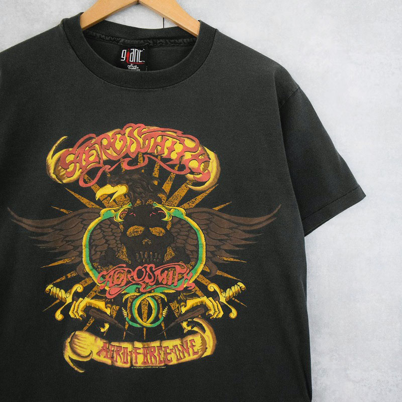 90's AEROSMITH USA製 ロックバンドツアープリントTシャツ BLACK L