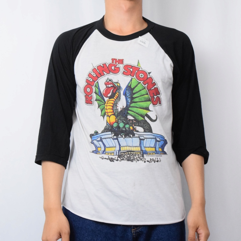 80's THE ROLLING STONES USA製 ロックバンド ツアープリント ラグランTシャツ M