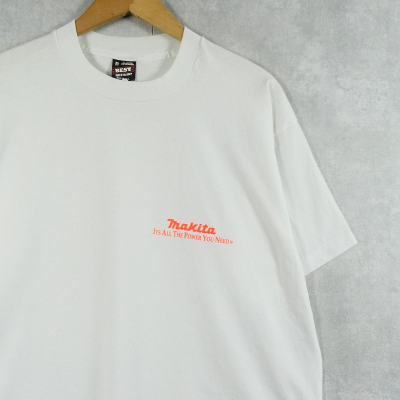 90's Makita USA製 電動工具メーカー ロゴプリントTシャツ XL