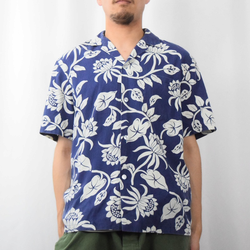 80〜90's HONOLULU HARBOR HAWAII製 オールオーバーパターン アロハシャツ S