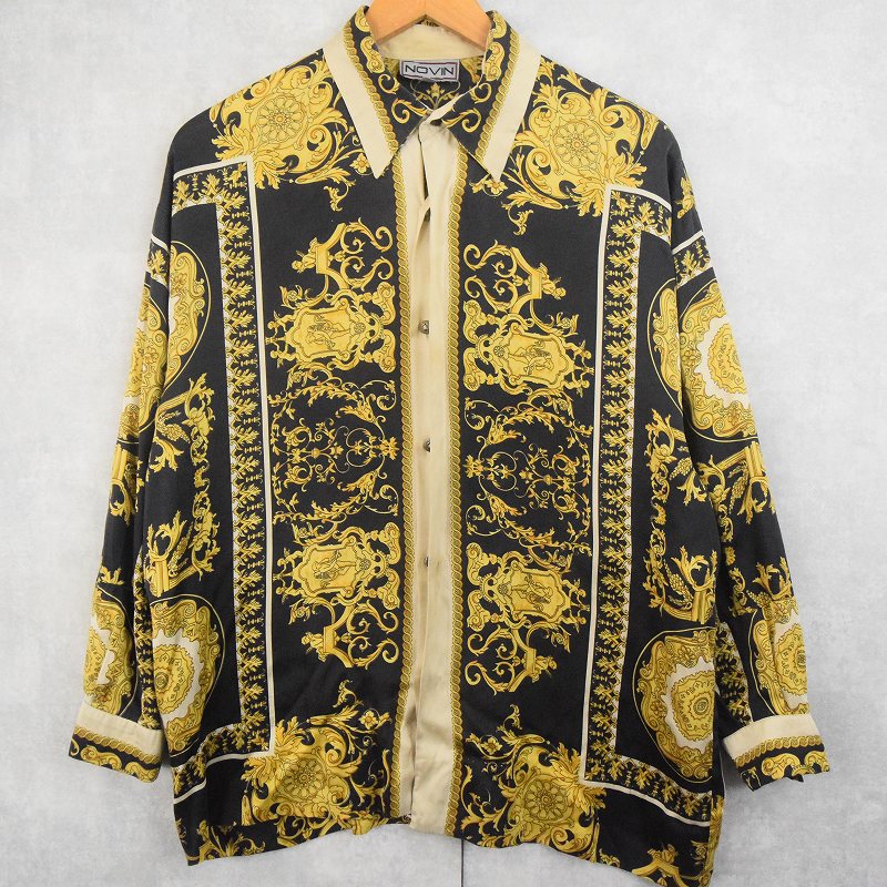 90's〜 NOVIN スカーフ柄 シルクシャツ S