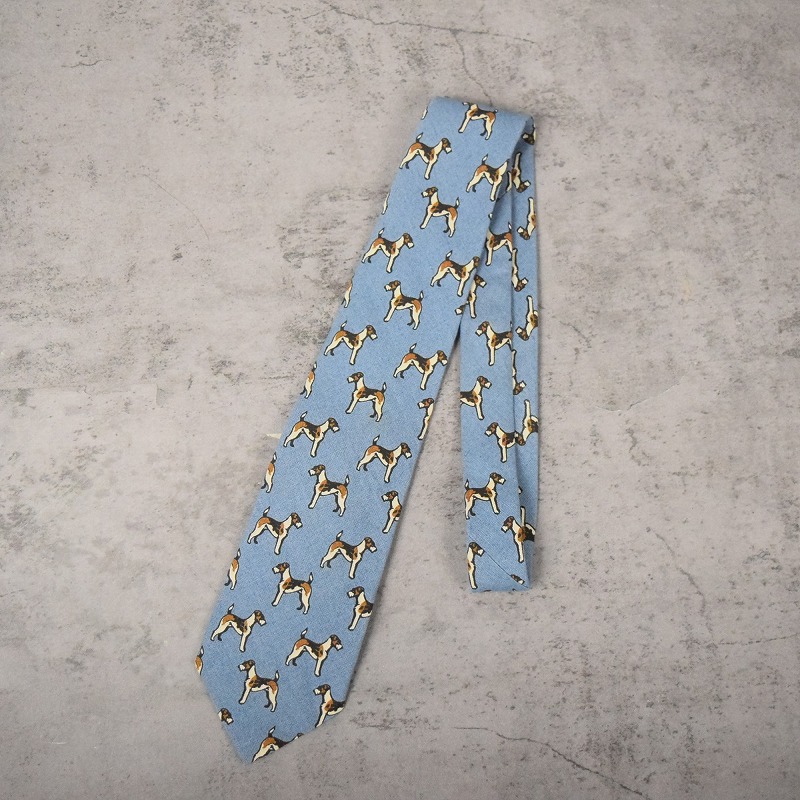 90's POLO Ralph Lauren USA製 犬柄 リネンネクタイ