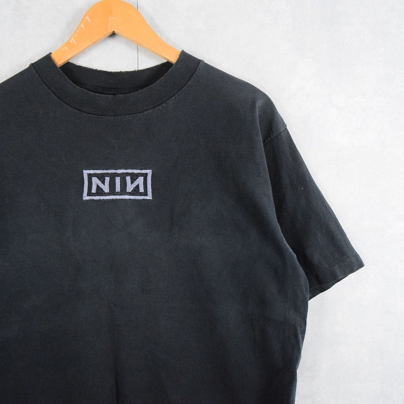 90's NINE INCH NAILS USA製 ロックバンド ロゴ刺繍Tシャツ BLACK L