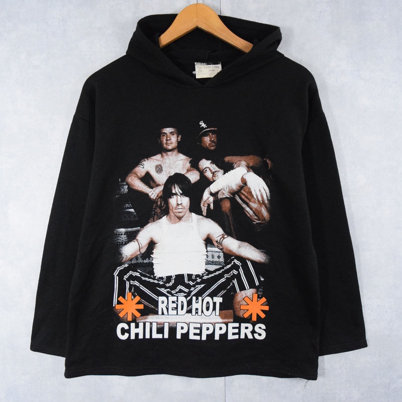 RED HOT CHILI PEPPERS ロックバンド フォトプリントスウェットフーディー BLACK S