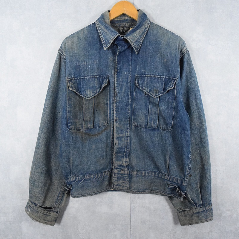 50's Royal Canadian Navy チンスト付き デニムワーキングジャケット