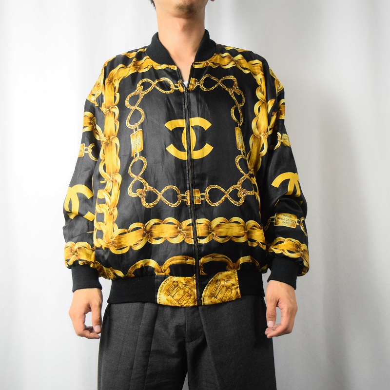 80〜90's CHANEL チェーン柄 ボンバージャケット