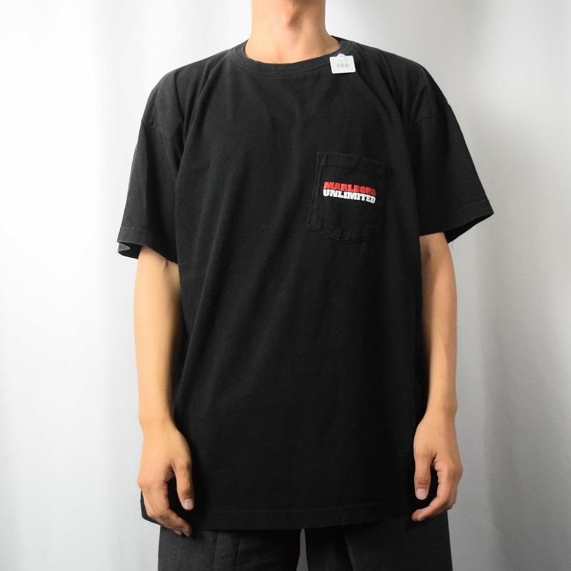 売れ筋商品 タバコ企業 マルボロ 90s 90年代 ブラック トカケ 半袖 黒 トップス