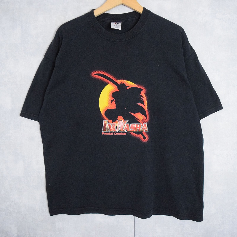 INUYASHA 漫画 ヲタク キャラクター ブラック 黒 半袖Tシャツ