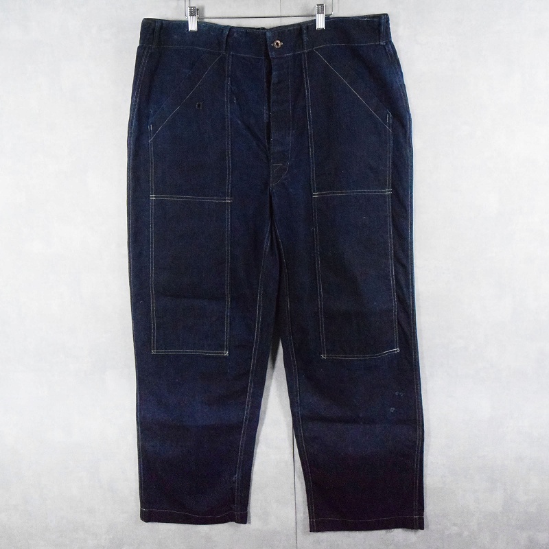 30's〜 ドーナツボタン ダブルニーデニムパンツ W43