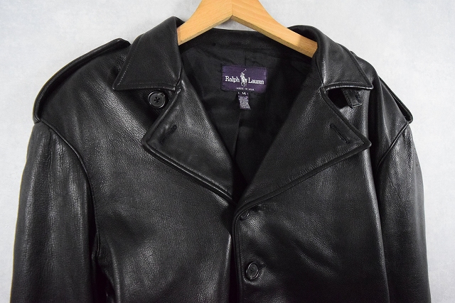 90's〜 Ralph Lauren Purple Label USA製 ダブルライダースジャケット BLACK M