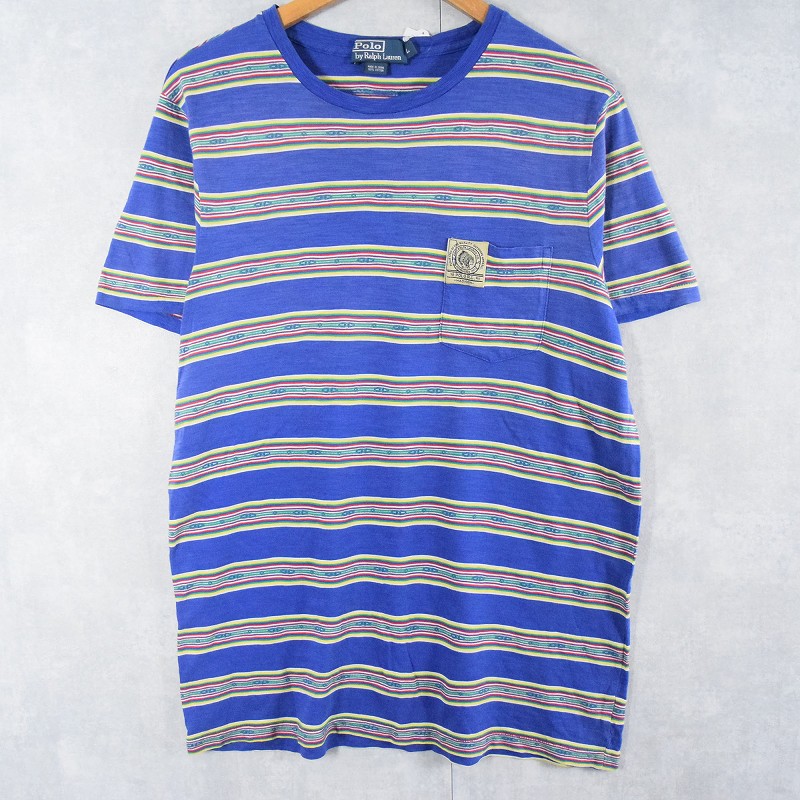POLO Ralph Lauren ネイティブボーダー柄 ポケットTシャツ L