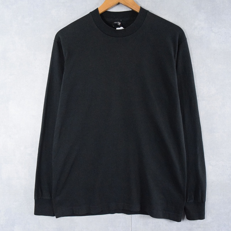 90's SCREEN STARS BEST USA製 無地ロンT BLACK L