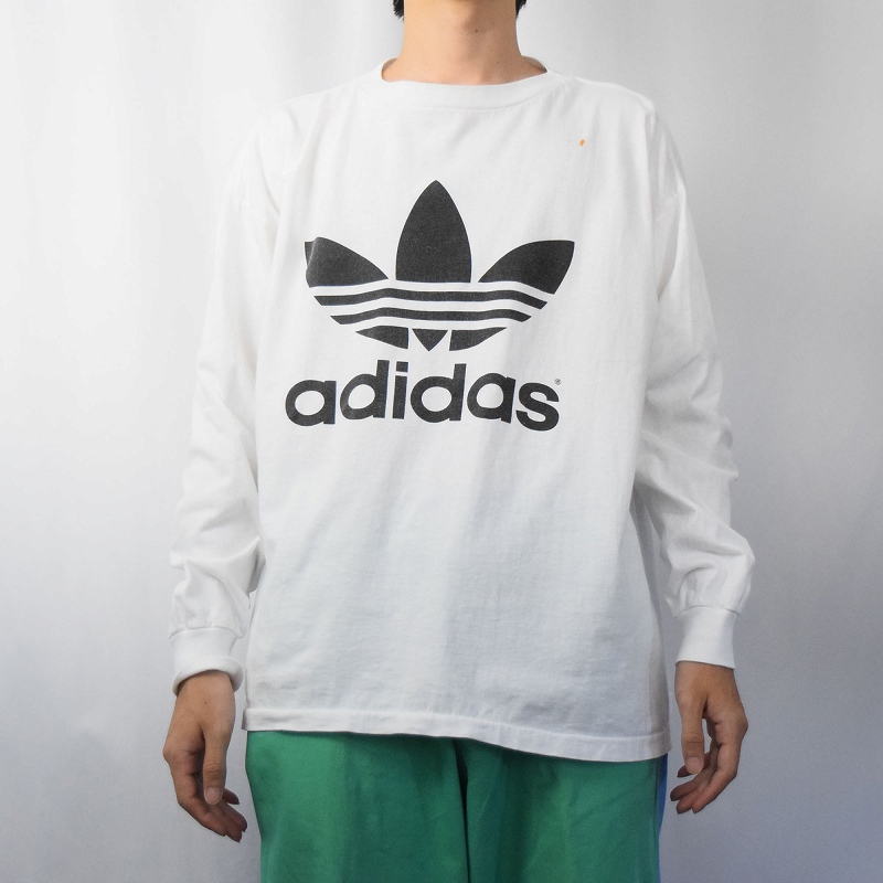 90s 90年代 アディダス 白 ホワイト 長袖Tシャツ アメリカ製