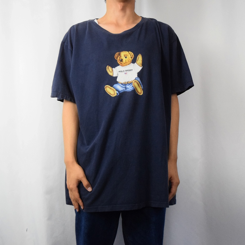 90s 90年代 ポロスポーツ ポロラルフローレン 半袖 紺 ネイビー