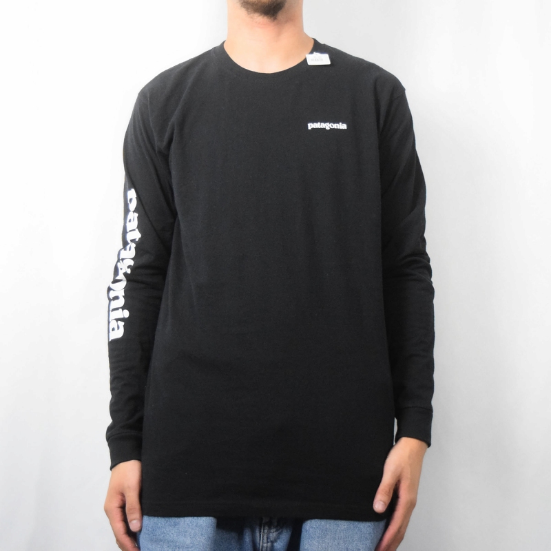 2018AW patagonia ロゴプリントロンT BLACK M