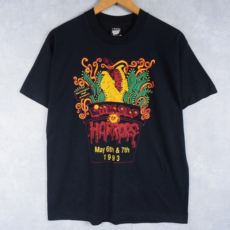 90's LITTLE SHOP OF HORRORS USA製 ホラー映画プリントTシャツ BLACK L