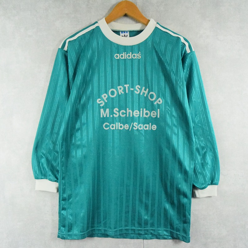 80s 80年代 アディダス エメラルドグリーン 長袖Tシャツ ロンT
