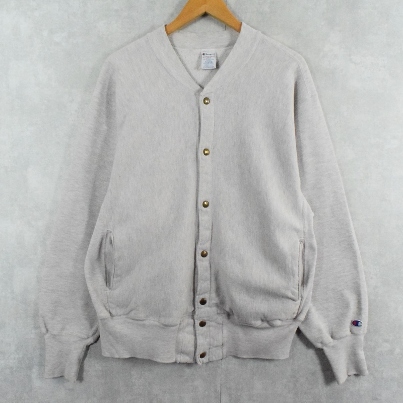 90's Champion REVERSE WEAVE USA製 目無し スウェットスナップカーディガン L