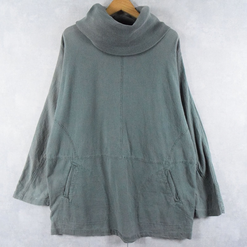 90's cotton U.S.A. USA製 切り替えデザイン タートルネック コットンプルオーバー XL
