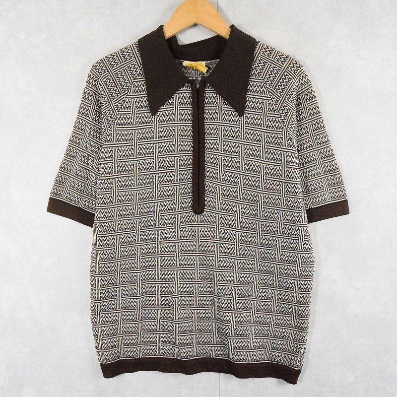 70's Donegal COLESETA ハーフジップニットポロシャツ M