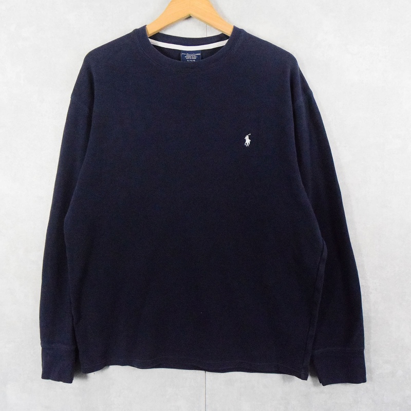 POLO Ralph Luren ロゴ刺繍 サーマルロンT NAVY XL