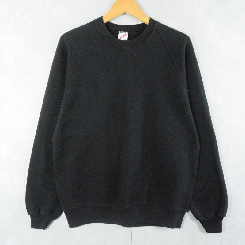 90's JERZEES USA製 無地ラグランスウェット BLACK L