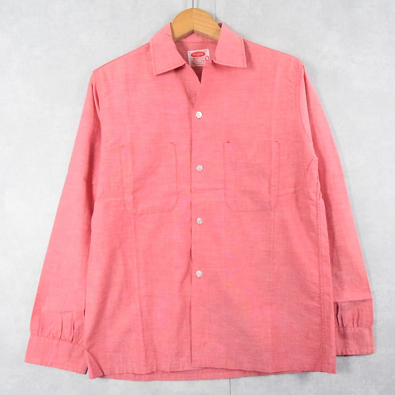 50〜60's PILGRIM コットンオープンカラーシャツ S
