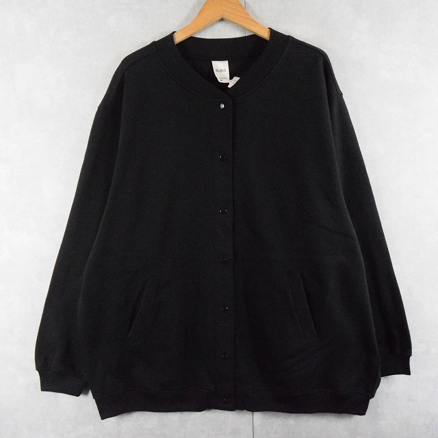BLAIR 無地 ウェットスナップカーディガン BLACK 2XL