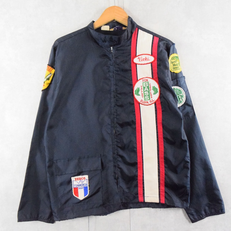 70〜80's VICTORIA ワッペン付き ナイロンレーシングジャケット NAVY M