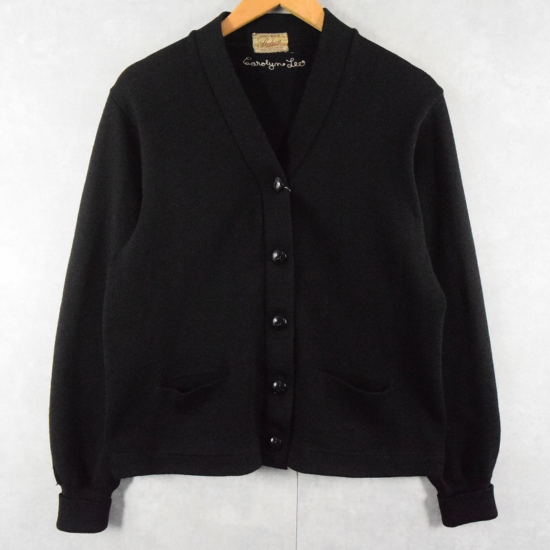 50's Dehen レタードニットカーディガン BLACK