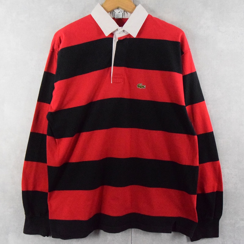 80〜90's IZOD LACOSTE USA製 ボーダー柄 ラガーシャツ L